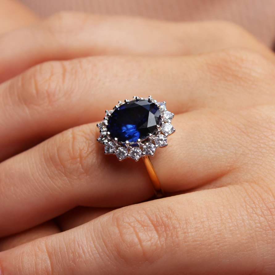 Diana Ring Replica Vintage Rings Blue Sapphire Oval Classic