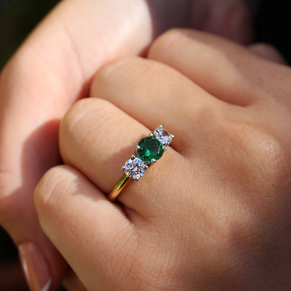 Tru-Emerald Trilogy Ring