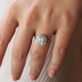 Asscher Cut Double Halo Ring