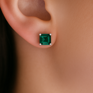 3 Carat Tru Emerald Asscher Cut Earrings
