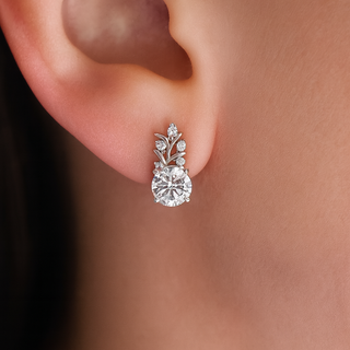 Budding Flower Earrings Platinum Clad