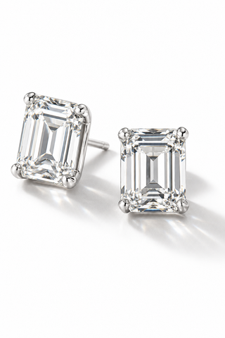 Bold Emerald Cut Stud Earrings