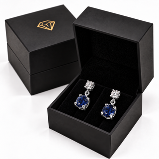 Tru Sapphire & Diamond Simple Drop Earrings