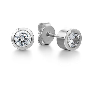 Surrounded Solitaire Stud Earrings