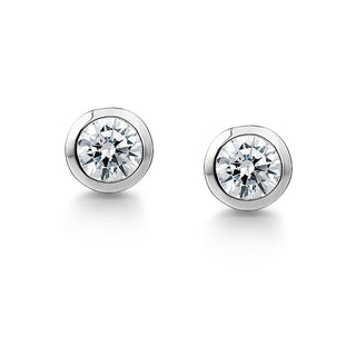 Surrounded Solitaire Stud Earrings