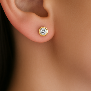 Surrounded Solitaire Stud Earrings