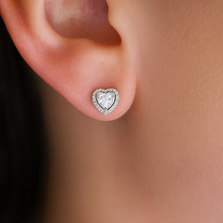Heart Halo Studs 18ct Gold Clad