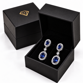 Tru Sapphire Cluster Drop Earrings