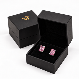 Pink Emerald Cut Earrings