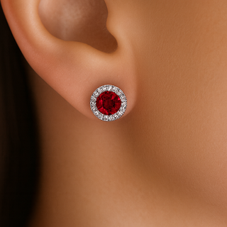 Tru Ruby Posh Halo Earrings