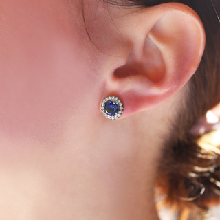 Tru Sapphire Posh Halo Earrings
