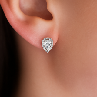 Halo Pear Cut Earrings