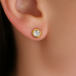 1 Carat Bezel Solitaire Studs