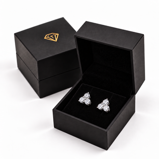 1.50 Carat Trilogy Pyramid Earrings