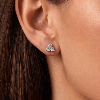 1.50 Carat Trilogy Pyramid Earrings