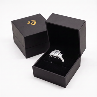 7.35 Carat Impressive Emerald Cut Trilogy Ring
