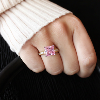 4.35 Carat Classic Pink Princess Ring