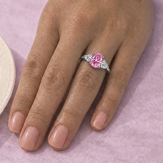 Pink Oval Trillion Ring