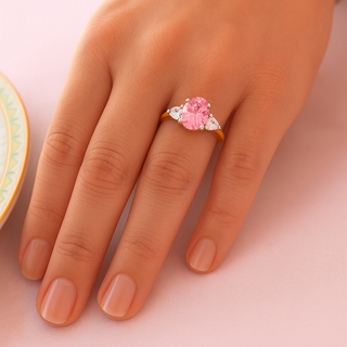Pink Oval Trillion Ring
