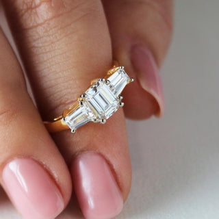 Emerald Cut Trilogy Ring