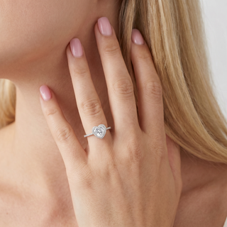 Delicate Halo Heart Ring