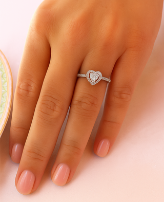 Delicate Halo Heart Ring