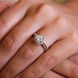 Halo Heart  Ring Set