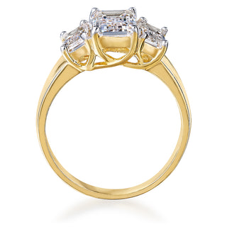 6 Carat Emerald Cut Trilogy Ring