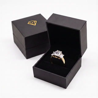 6 Carat Emerald Cut Trilogy Ring