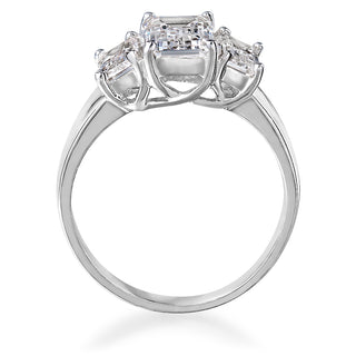 6 Carat Emerald Cut Trilogy Ring