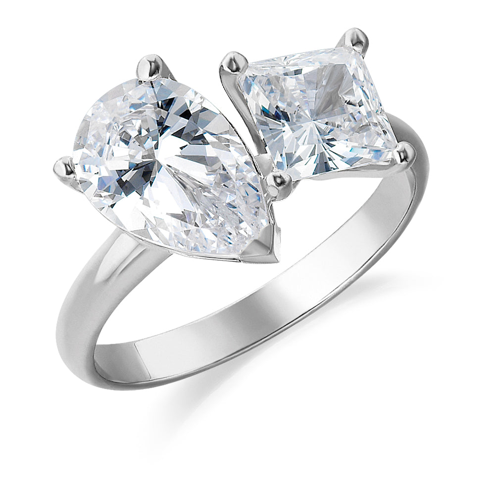 Toi et Moi Pear and Princess Cut Ring