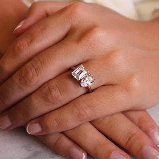 Toi et Moi Pear and Emerald Cut Ring