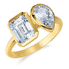 Toi et Moi Bezel Pear and Emerald Cut Ring