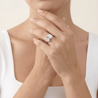 Toi et Moi Bezel Pear and Emerald Cut Ring