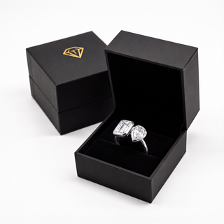 Toi et Moi Bezel Pear and Emerald Cut Ring