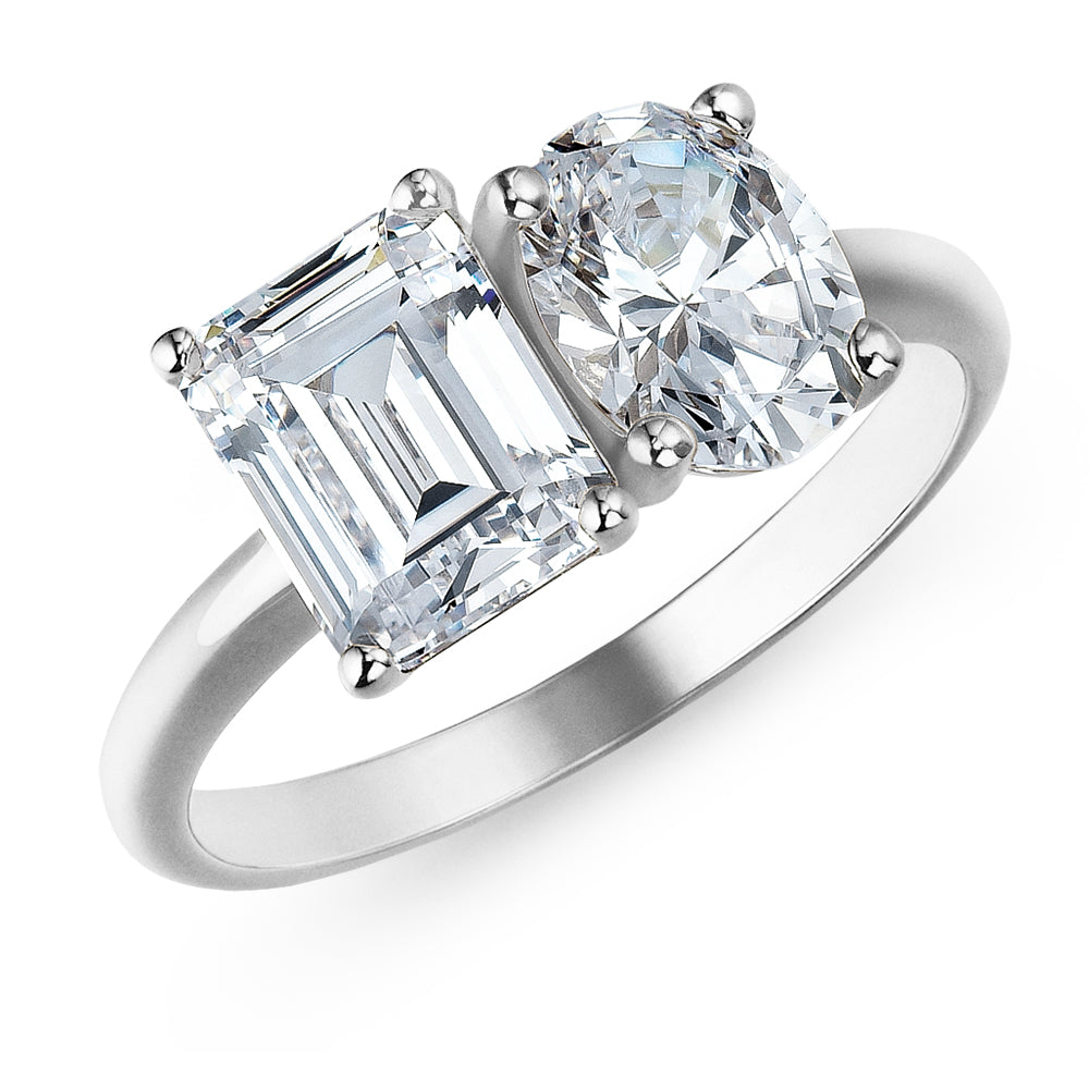 Toi et Moi Oval and Emerald Cut Ring