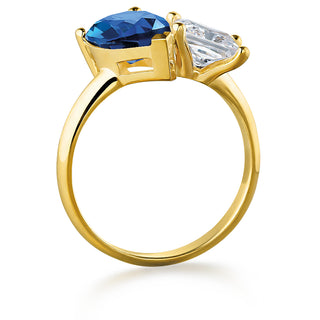 Toi et Moi Tru Sapphire and Princess Cut Ring