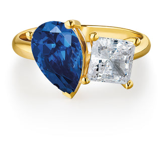 Toi et Moi Tru Sapphire and Princess Cut Ring