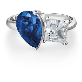 Toi et Moi Tru Sapphire and Princess Cut Ring