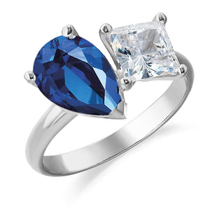 Toi et Moi Tru Sapphire and Princess Cut Ring