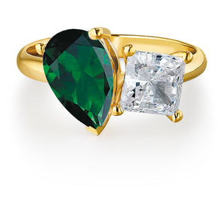 Toi et Moi Tru Emerald and Princess Cut Ring