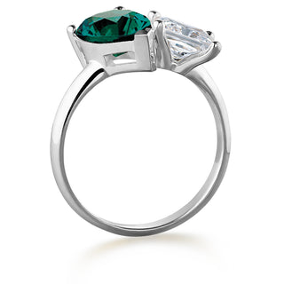 Toi et Moi Tru Emerald and Princess Cut Ring