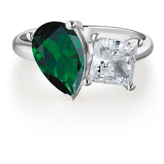 Toi et Moi Tru Emerald and Princess Cut Ring
