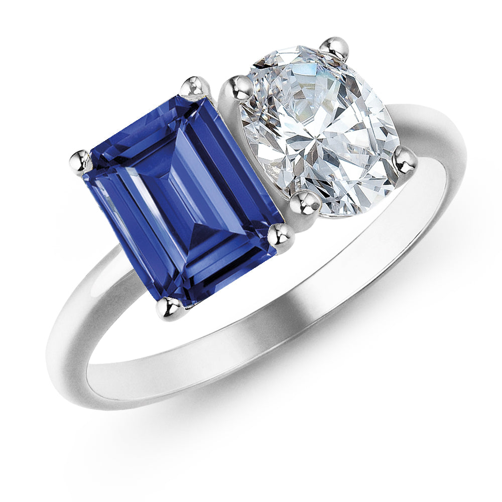 Toi et Moi Tru-Sapphire  and Oval Cut Ring