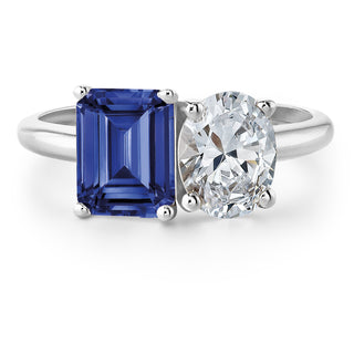 Toi et Moi Tru Sapphire and Oval Cut Ring