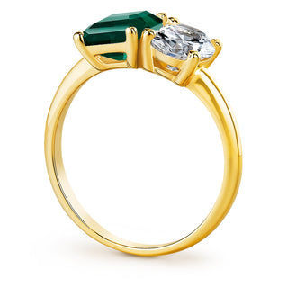 Toi et Moi Tru Emerald and Oval Cut Ring