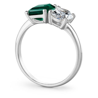 Toi et Moi Tru Emerald and Oval Cut Ring