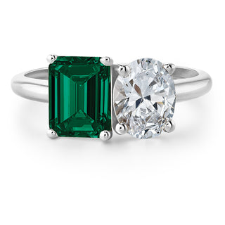 Toi et Moi Tru Emerald and Oval Cut Ring