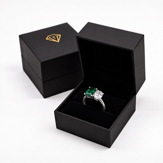 Toi et Moi Tru Emerald and Oval Cut Ring