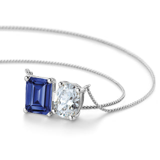 Toi et Moi Tru Sapphire and Oval Necklace